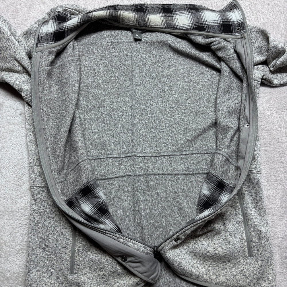 Eddie Bauer Jacket Womens XL 23802411 Gray Sweater Fleece Snap Zip EUC - Picture 3 of 9